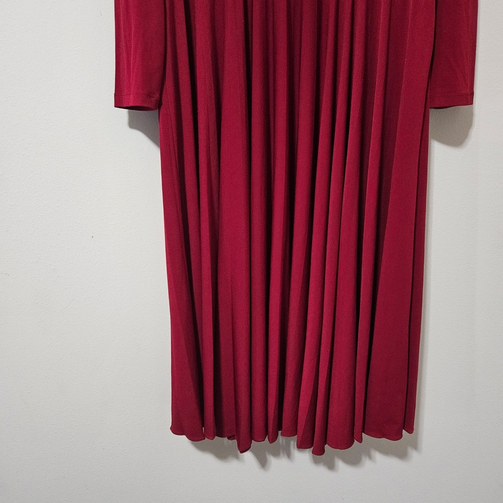 Coldwater Creek Burgundy Red Long Sleeve‎ Pleated Midi Dress Womens 14 - Picture 3 of 5